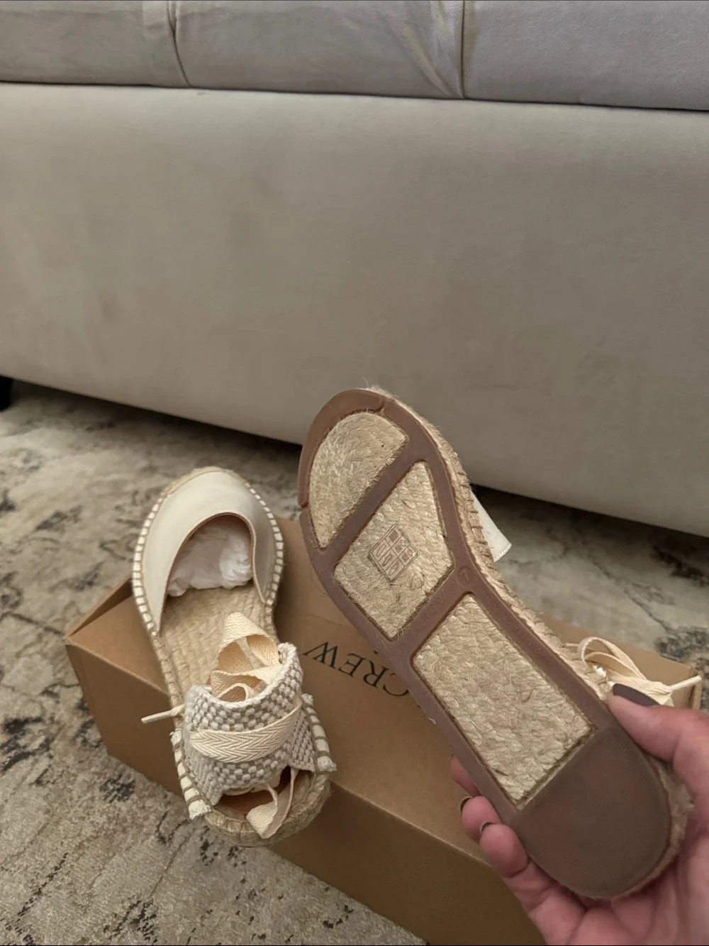 J. Crew Cream Canvas Espadrille Lace-Up Sandals